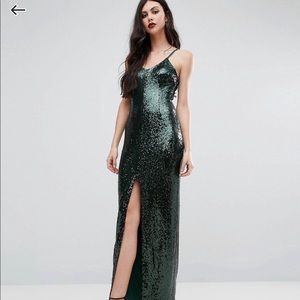 NaaNaa Tall Allover Sequin Cross Back Maxi Dress